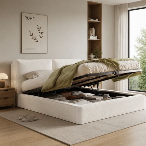 Pour les espaces à optimiser, lit double 180x200 avec rangement hydraulique et tête de lit 105 cm (1/5)