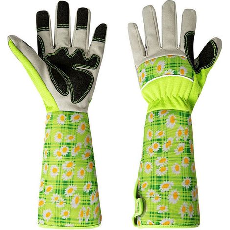 Gants de jardinage en cuir de vache épais – 1 paire, résistants aux épines, manchette longue pour protection des avant-bras (1/4)