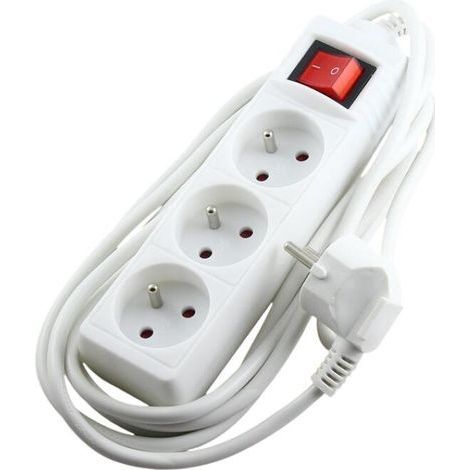 Bloc 3 Multiprise 16A 2P+E avec Interrupteur Rallonge 3M avec sécurité Enfant  Blanc (1/4)