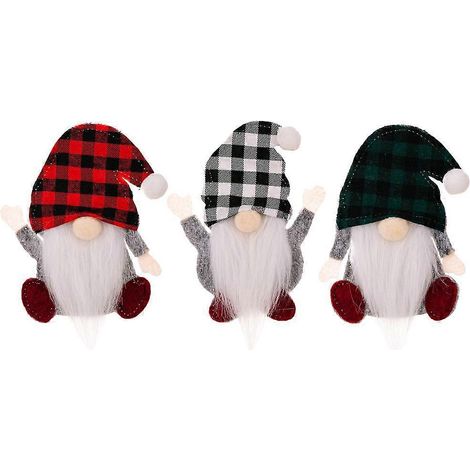Lot de 3 porte-couverts en forme de gnome de Noël, porte-fourchettes à couverts sur le thème de Noël-15x8cm