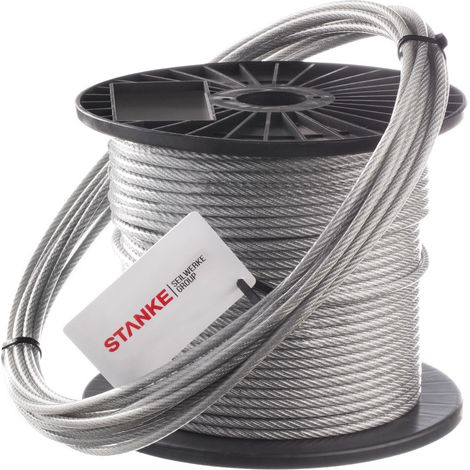 Seilwerk STANKE Câble d'Acier Galvanisé Revètu de PVC Revètement Plastique la Sylviculture DIN 6x7+FC 6 mm 1 m (1/5)