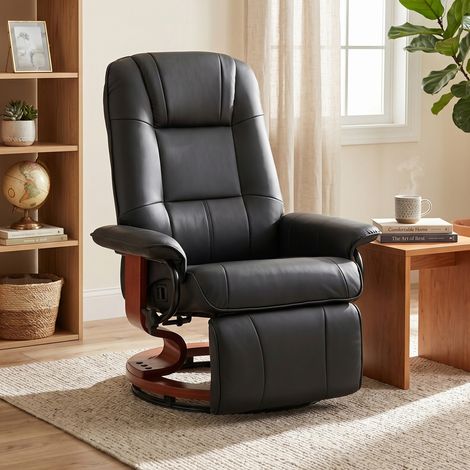 Fauteuil inclinable, fauteuil TV, fauteuil lounge, similicuir, pivotant à 360°, inclinable à 145°, noir, 78 x 87 x 100 cm (1/5)