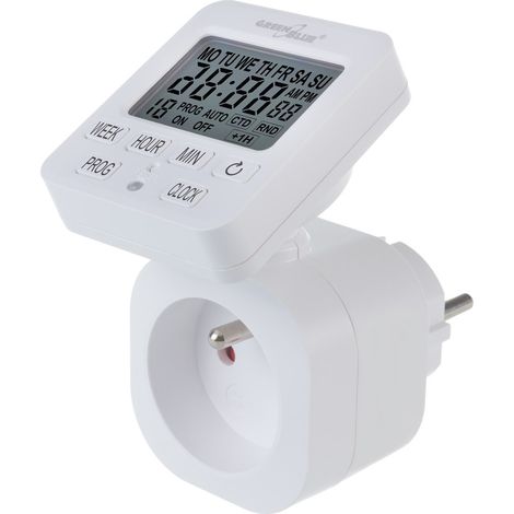 GREENBLUE GB605 HORLOGE DIGITALE TIMER PROGRAMMATEUR MINUTERIE MAX. 16A IP20 (PRISE FR) GB605E (1/5)