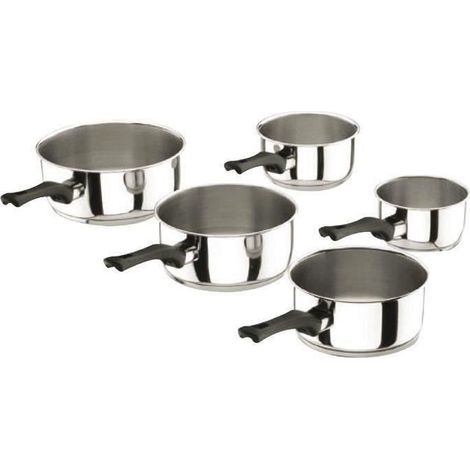 LACOR Studio 85003 Set 5 casseroles inox 18/10 12-20 cm avec poignées bakélite noir (1/3)