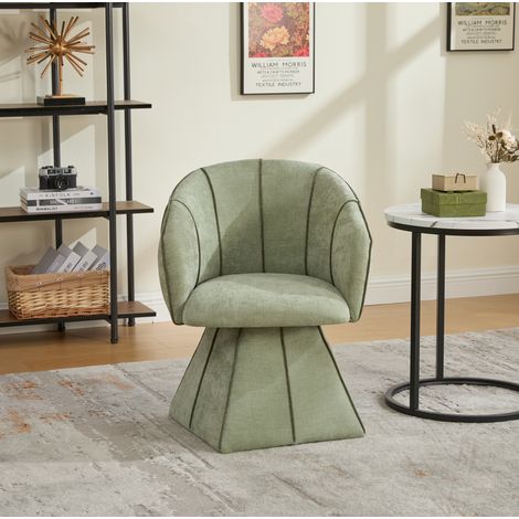 Poltrona girevole 56x54x74,5 cm verde oliva, schienale alto ergonomico, tessuto chenille MEUBLIV (1/5)