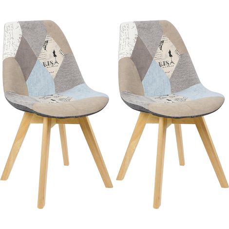 WOLTU Coppia Sedie Cucina Sedia Imbottita Moderna Con Schienale PU Gambe Legno Patchwork 1 (Lino) (1/7)