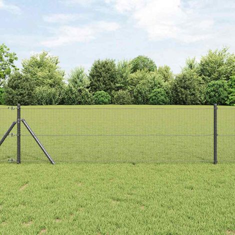 Zaunpfosten Grau 50 x 0,6 m (16 x 16 mm Maschen) Stahl und PVC
