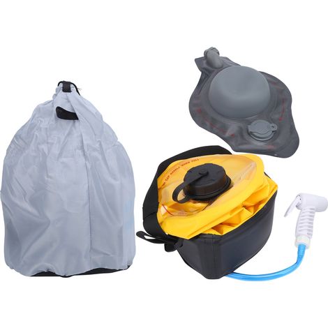 Sac de douche PVC portable pliable 10L étanche pour camping randonnée voyage jaune (1/5)