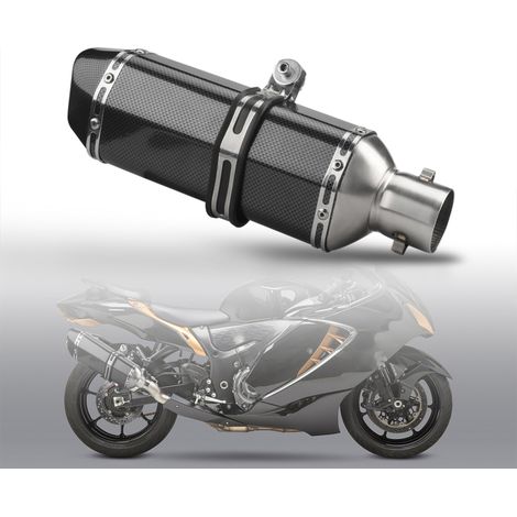 Pot d’échappement moto avec silencieux – Entrée 38-51mm, style fibre carbone, résistant à haute température, sortie inclinée titane (1/3)