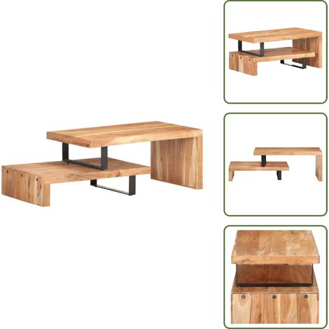 The Living Store Juego de mesas de centro 2 unidades madera maciza de acacia - Mesa de acacia
