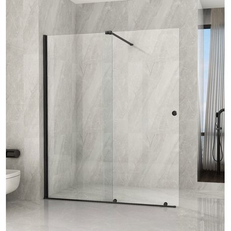 Parete Doccia Walk In Scorrevole 100 120 140 160 180 Box 8mm Profili Neri - Misura Box Walk In 140 (1/4)