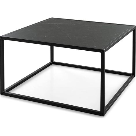 Goplus – Table basse rectangulaire 70x70x40cm – Acier pulvérisé antirouille – 4 coussinets antidérapants – Boîte de rangement intégrée – Blanc - 40cm-Table (1/5)