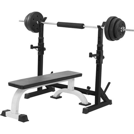 Haloyo Support pour Barre de Musculation Maison,Repose haltères réglable, Réglable Squat Rack avec Barres de Support,noir (1/5)