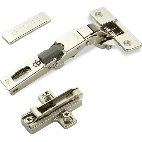 2 x Salice Universalscharniere 110° Bohrbild T48 für abgerundete, überfälzte und profilierte Türen mit Kreuz-Montageplatte Höhe 6 mm Exzenterverstellung, Scharnierarmabdeckung (1/5)