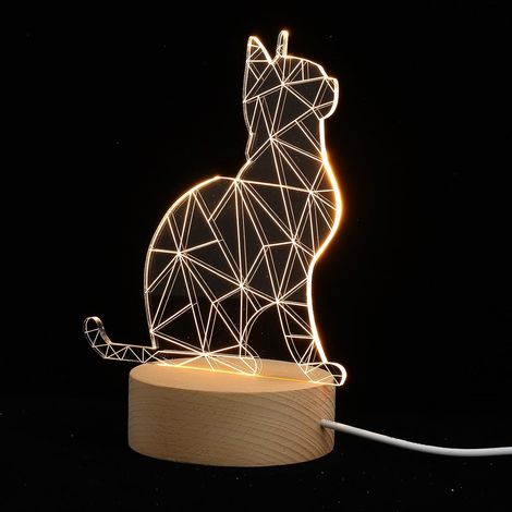 Veilleuse de chevet LED 3d de Chat (1/5)