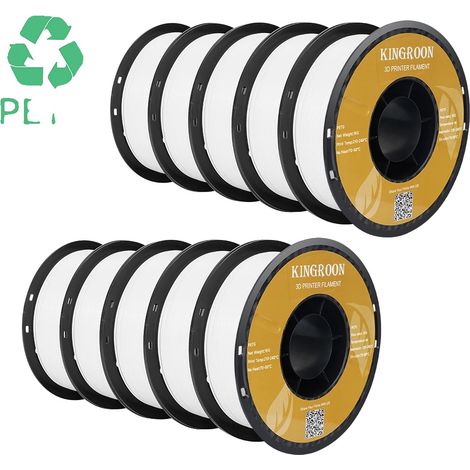 Filament d'imprimante 3D, bobine de 10KG, diamètre de 1,75 mm, PETG 10KG Blanc (1/2)
