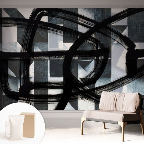 Fototapete - Tapete Vliestapete mit Kleber - Wandtapete Moderne Wandbild Schlafzimmer Wohnzimmer Ausdrucksstarke Geometrie 312x219 cm (1/5)