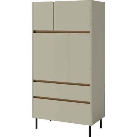 Estantería Fiosono 104, Eucalipto + Roble, Cerrable, Con cajones, Con puertas, Aglomerado laminado, Número de puertas: 0, Número de cajones: 0, 165x80x40cm