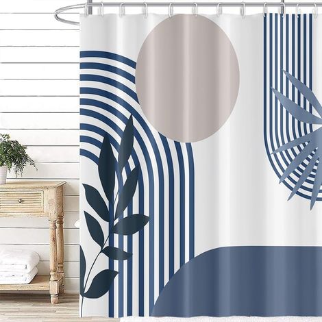 Rideau Douche Bleu Anti Moisissure 180x180cm Abstrait Gris Soleil (1/5)