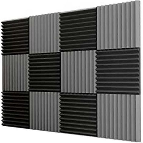 Lot de 12 panneaux acoustiques en mousse, dalles triangulaires pour studio, panneaux muraux pyramidaux insonorisants en mousse acoustique pour studio, 2,5 x 30 x 30 cm (1/5)