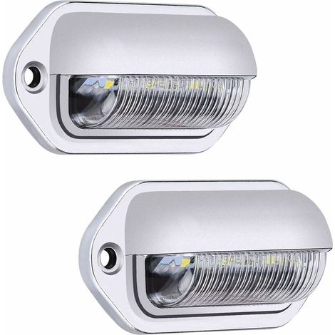 2PCS LED Eclairage Plaque Immatriculation Étanche 6 SMD LED Feux Arrière Lampe de Plaque d’Immatriculation pour 12V/ 24V Camion Camionnette Remorque Voiture Véhicule Caravane, Argent (1/5)
