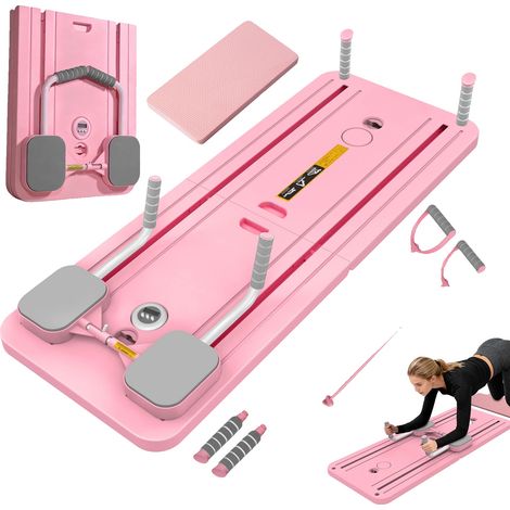 Planche de Pilates, Entraînement Complet du Corps, Design Compact, Rose (1/2)