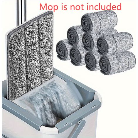 10 Recharges Serpillière Microfibre Plate, Lavable Réutilisable, Nettoyage Humide & Sec, Anti‑Poussière, Facile à Fixer, Maison Bureau (1/5)