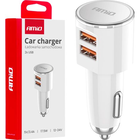 Caricabatterie da auto 2x USB-A 3.4A amio-03888 (1/5)