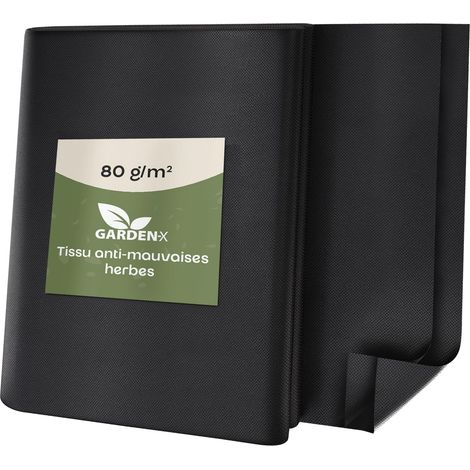 Toile de Jardin Contre Les Mauvaises Herbes – Toile Anti-Mauvaises Herbes perméable à l'eau 80 g/m² – Noir – Film résistant aux UV – 0,8 x 10 m (8 m²) – Jardinière surélevée en Non-tissé (1/5)