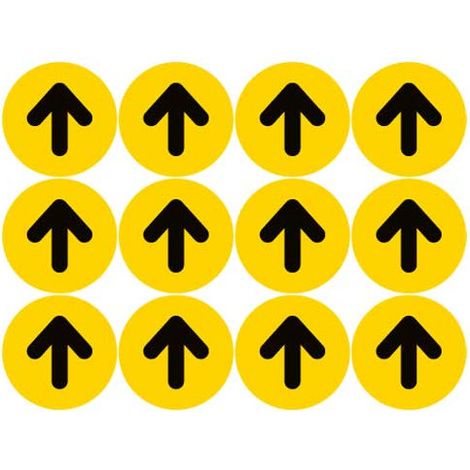 LOT DE 12 AUTOCOLLANT SPECIAL SOL FLECHE SPECIAL COMMERCE CORONAVIRUS (O0173). Jaune .  - Jaune