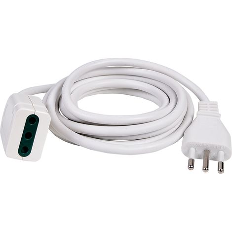 PROLUNGA PRESA 10A 2P/T CON SPINA 10A 2P/T CAVO H05VV-F 3G 0.75mm DA 3 METRI - IDEALE PER USO DOMESTICO E PROFESSIONALE (1/2)