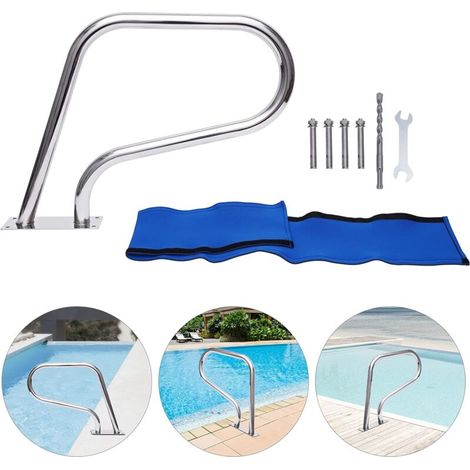 Edelstahl-Poolhandlauf mit einer Tragfähigkeit von 120 kg, Poolhandlauf, Handlauf mit Schutzgriff, ideal für Schwimmbäder, Spas und Wasserparks