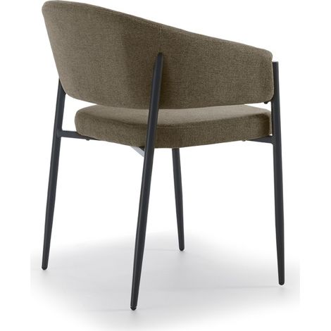 Sedia da interni Maya con braccioli, struttura in metallo antracite e seduta in tessuto Easy-Clean marrone chiaro - Design Elegante (1/5)