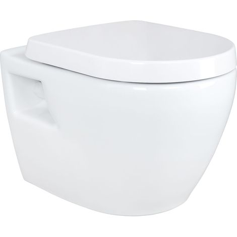 CREAVIT TERRA Hänge-WC oval mit Softclose-Sitz – glänzend weiß, robuste Sanitärkeramik für moderne Wandmontage Hänge WC Toilette Aloni AL5509 mit Deckel AL0402 (1/5)