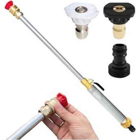 Nettoyeur haute pression pour tuyau d'arrosage de jardin – Pulvérisateur réglable avec raccord rapide et 3 embouts interchangeables, idéal pour le lavage des voitures, terrasses, allées, trottoirs et (1/5)