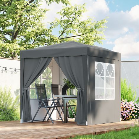 Tonnelle de jardin extérieure tonnelle pliante pop-up réglable en hauteur protection UV 2 x 2 m gris