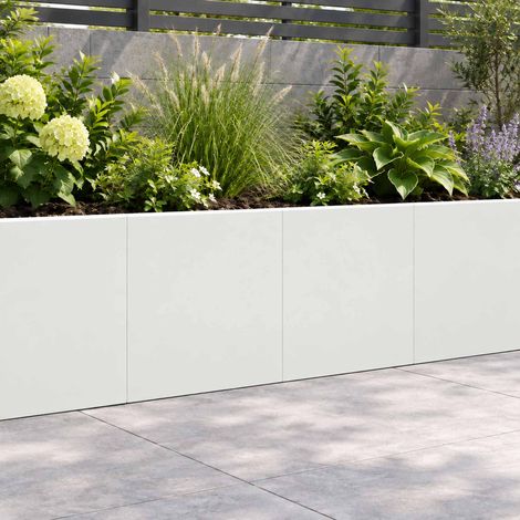 vidaXL Retaining Wall 2 pcs 40 x 12 x 40 cm Steel White (1/5)