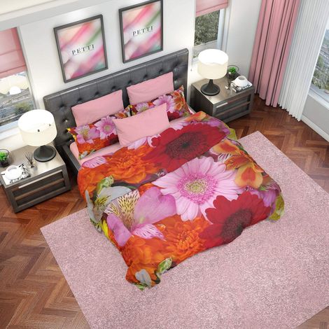 Housse de Couette, Lit (120x200), Tropical Village, Tissu 100% Satin Frais, 100% Made in Italy (1/2)
