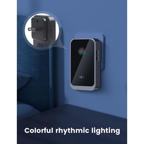 Sonnerie sans fil, plug and play, volume réglable, 38 cloches à choisir, LED colorée, imperméable, 300 ㎡ Range (1/2)