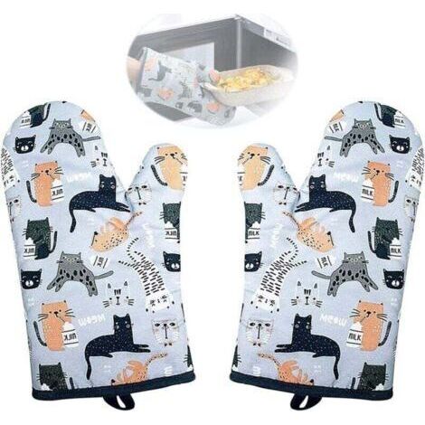 Paire de gants de cuisine en coton , gants de cuisine en coton, gants de cuisine résistants à la chaleur, gants de barbecue, pour la cuisine, les grillades, le barbecue (1/4)