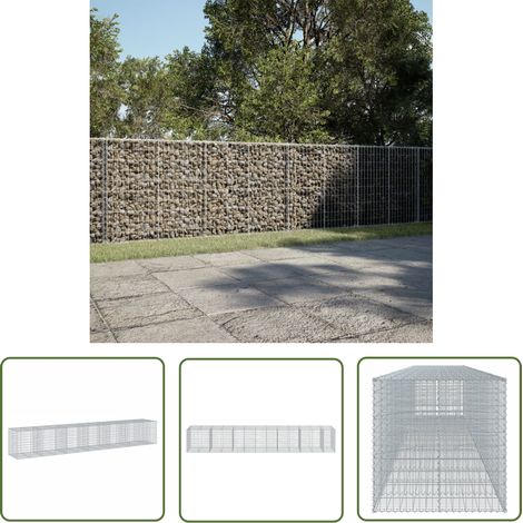 vidaXL Panier gabion avec couvercle 650x100x100 cm fer galvanisé (1/5)