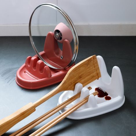Porte-couvercles sans perçage, support pour spatules et cuillères, étagère de rangement multifonctionnelle pour cuisine (1/5)