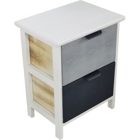 Mobiletto in legno due cassetti compatto fisso 34x25xH43 cm per casa