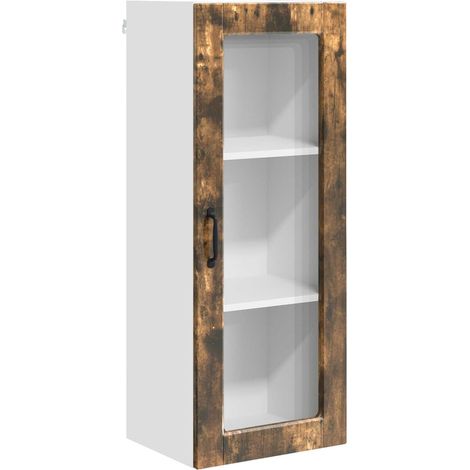 Maison Exclusive - Mobile in vetro da parete PORTO Rovere fumé 40 x 31 x 100 cm