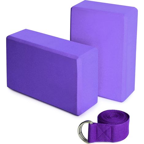 Combinaison de yoga auxiliaire EVA, brique de yoga haute densité, brique d'exercice unie, brique de danse écartée en mousse, double brique + sangle d'extension (1/5)