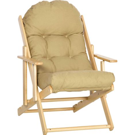 Sillón relax plegable con reposabrazos, madera de haya, 71 x 89 x 96 cm, marrón HOMVRA (1/5)
