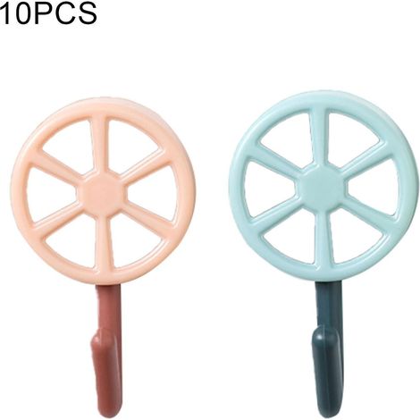 Lot de 10 crochets muraux mignons en ABS résistant, auto-adhésifs, en forme de citron, pour chambre et cuisine (bleu + rose) (1/5)