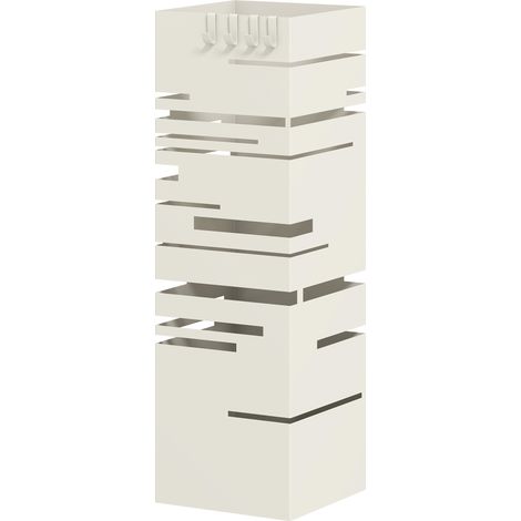 HOMCOM Portaombrelli con Vassoio Raccogligocce e 4 Ganci, Beige