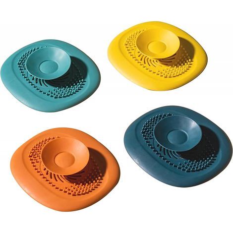 Lot de 4 bouchons pour canalisation en silicone, bouchon de baignoire universel, filtre de protection pour sol, buanderie, cuisine et salle de bain (4 couleurs) (1/5)