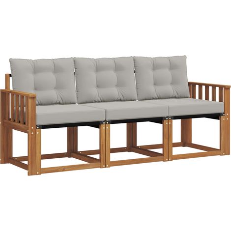 vidaXL Ensemble de canapés d'extérieur 3 pc Gris Naturel et Clair (1/5)